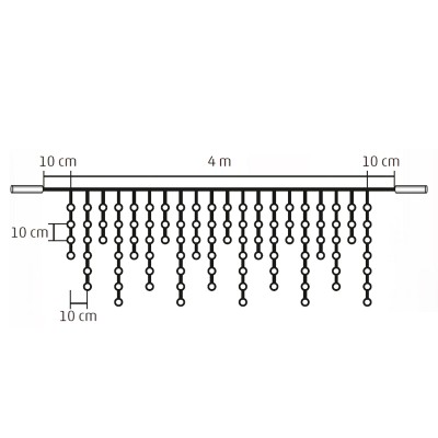 Perdea de lumini, 200 LED, alb, pt exterior, cu legare in serie - KSF 200/WH